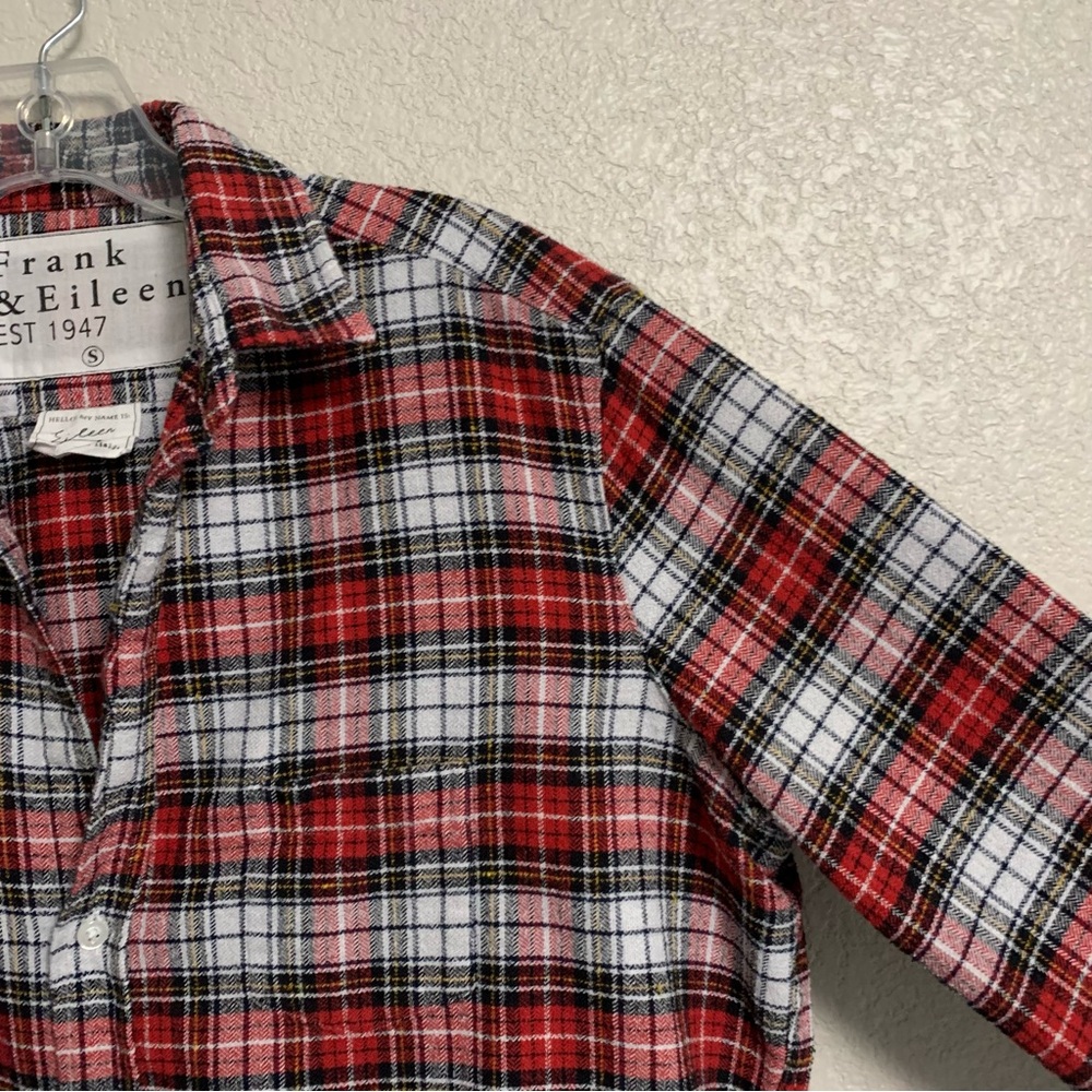 Frank and Eileen Shirt Top Women S Plaid Relaxed Button Up Preppy Italian Red - Picture 6 of 16